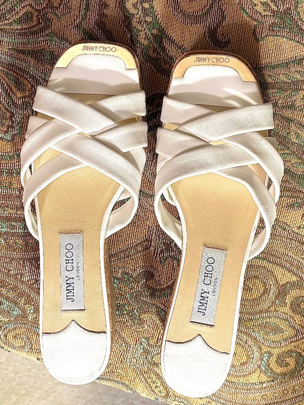 Jimmy Choo Wedge White Leather Sandals Brand NEW with Tags Size 9.5
